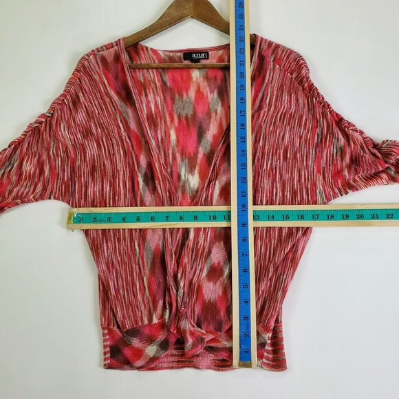 Womens Knit Cardigan Sweater Size PM Red 3/4 Sleeve Lightweight Casual a.n.a - Picture 11 of 12